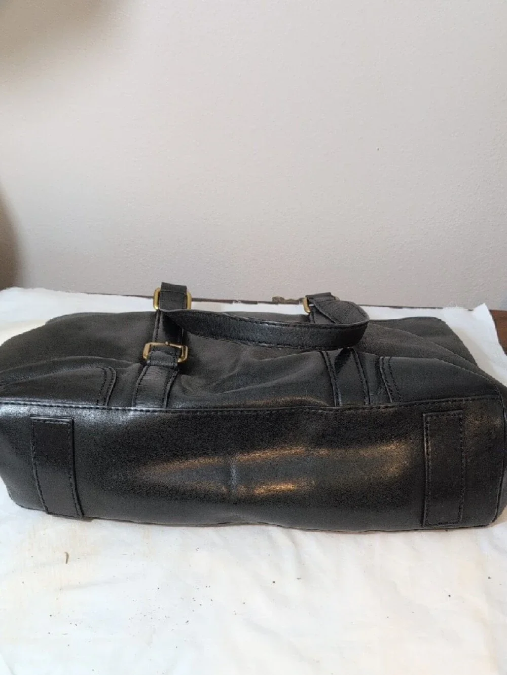 Black Leather Tote Shoulder Bag